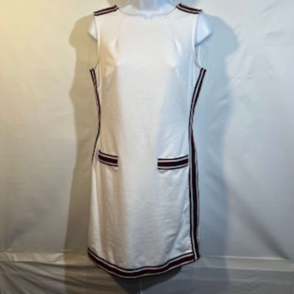 Tommy Hilfiger White Tennis Dress W/White Red Blue Ribbon Stripe Sz 6